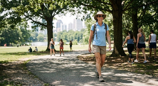 walking outdoors